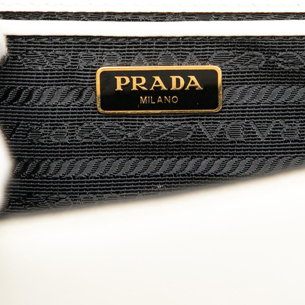 Prada B Prada White Saffiano Leather Lux Envelope Chain Flap Italy