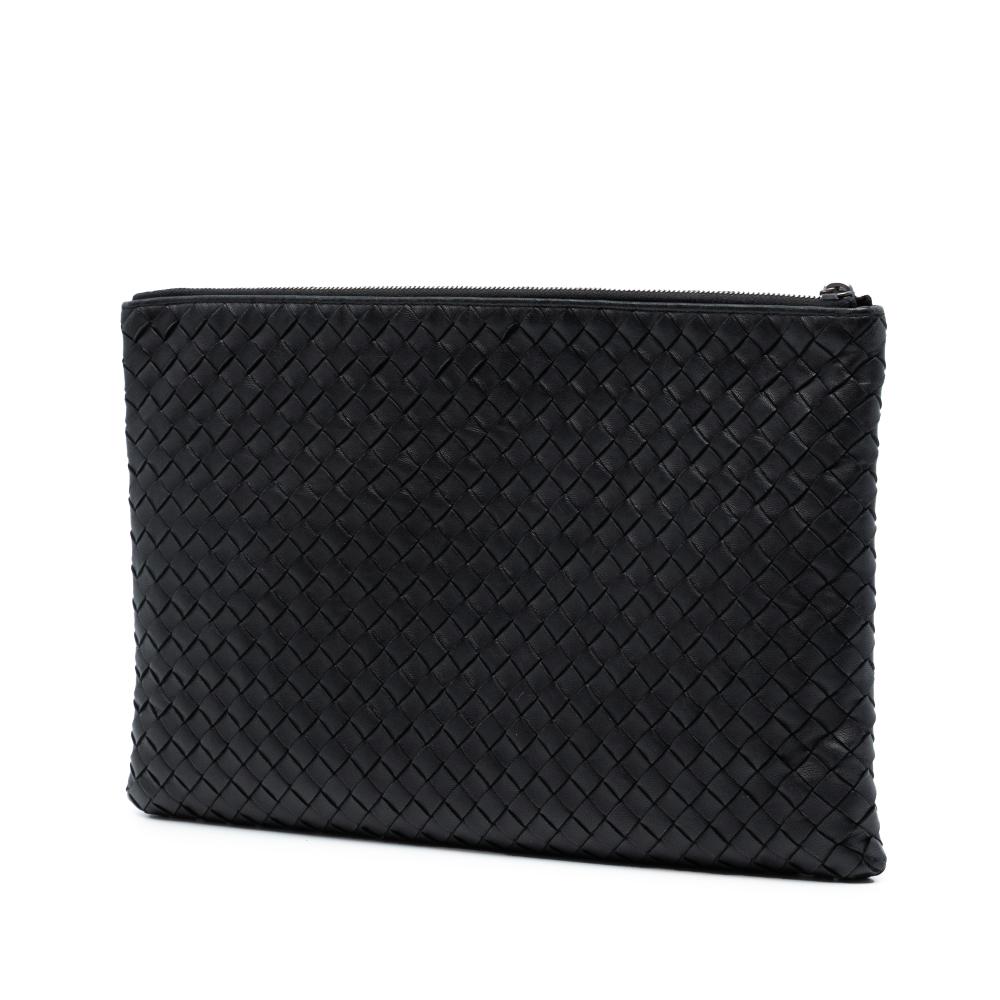 Bottega Veneta B Bottega Veneta Black Nappa Leather Leather Nappa Intrecciato Clutch Italy