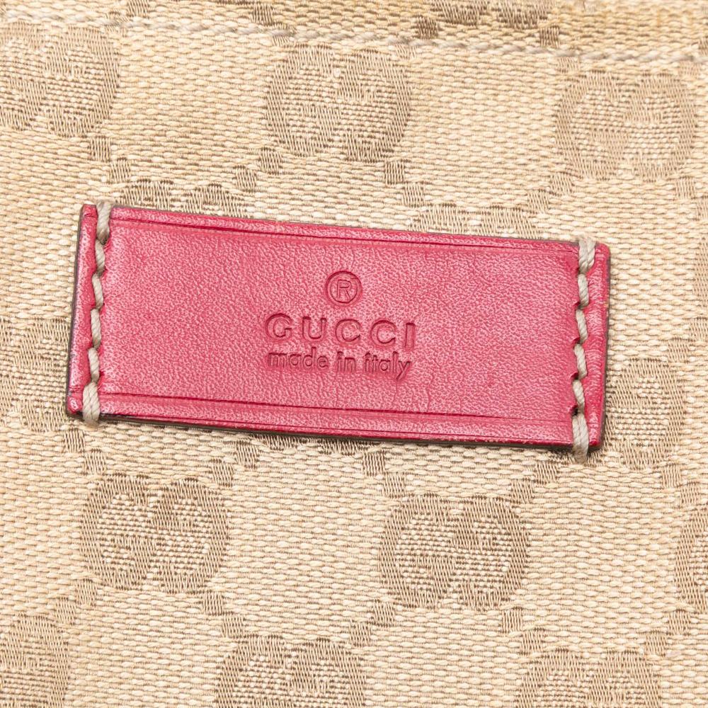 Gucci AB Gucci Brown Beige with Red Canvas Fabric GG Web Tote Italy