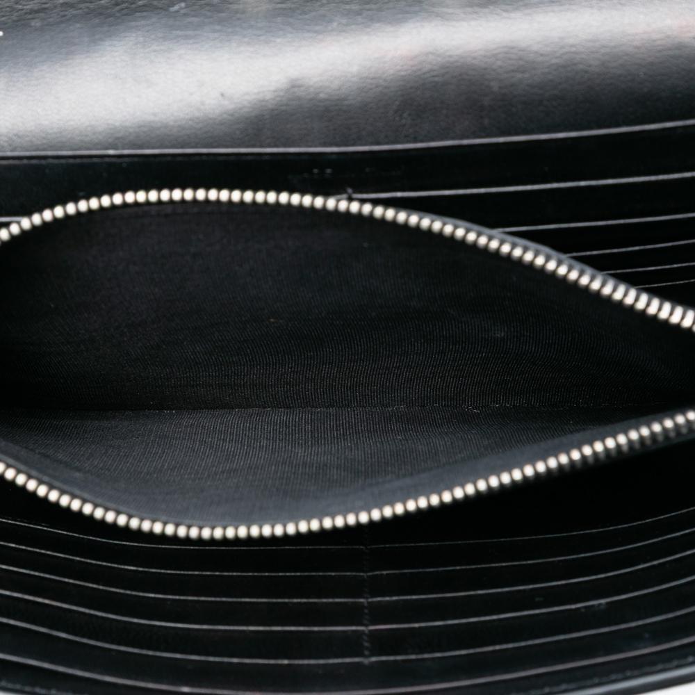 Saint Laurent B Saint Laurent Black Calf Leather Croc Embossed Wallet On Chain Italy