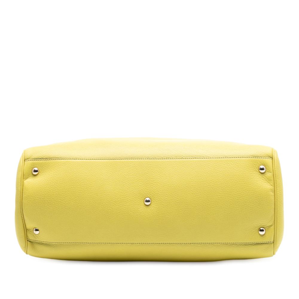 Gucci B Gucci Yellow Calf Leather Large skin Bamboo Shopper Satchel Italy