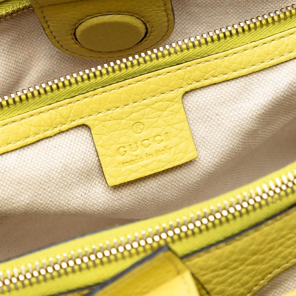 Gucci B Gucci Yellow Calf Leather Large skin Bamboo Shopper Satchel Italy