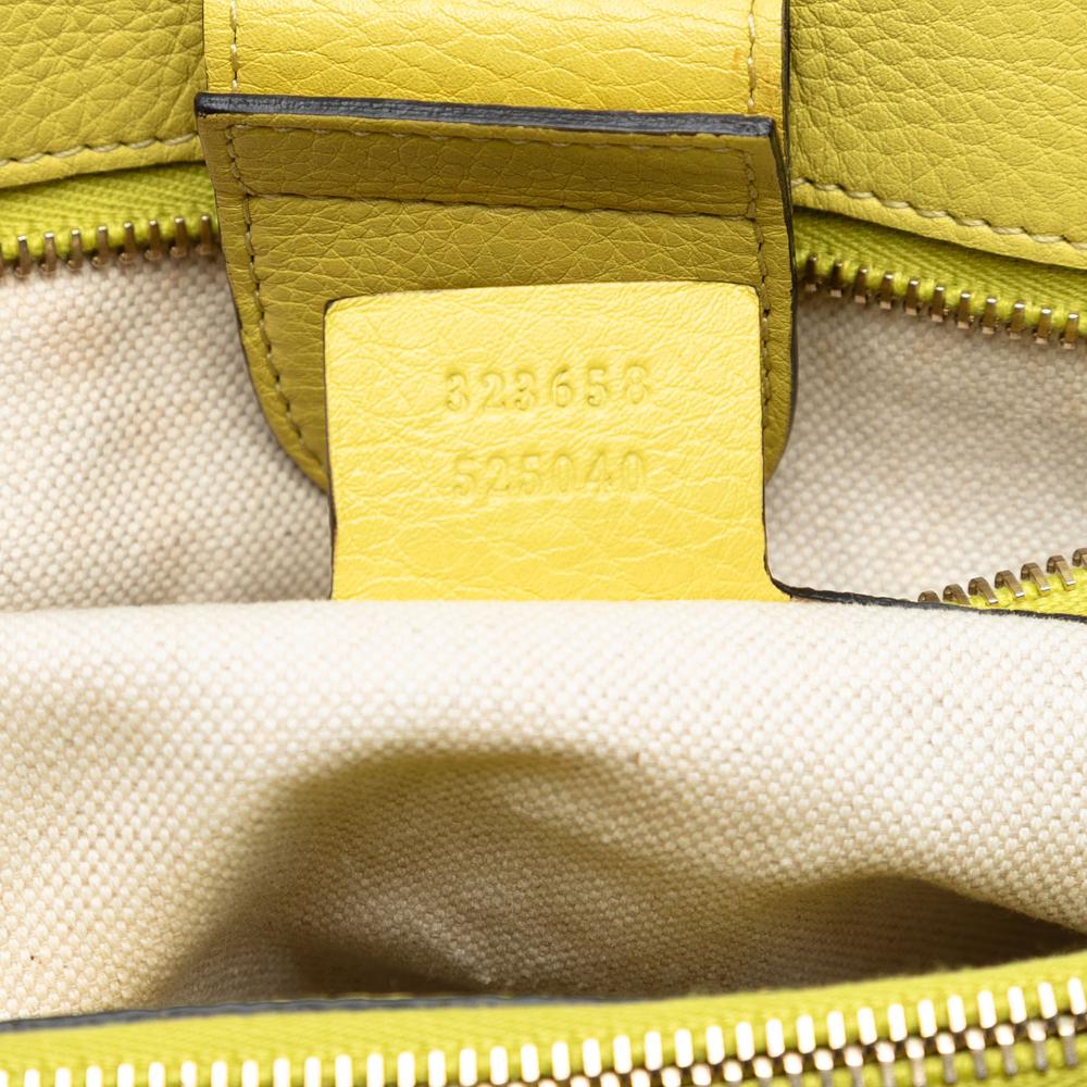 Gucci B Gucci Yellow Calf Leather Large skin Bamboo Shopper Satchel Italy
