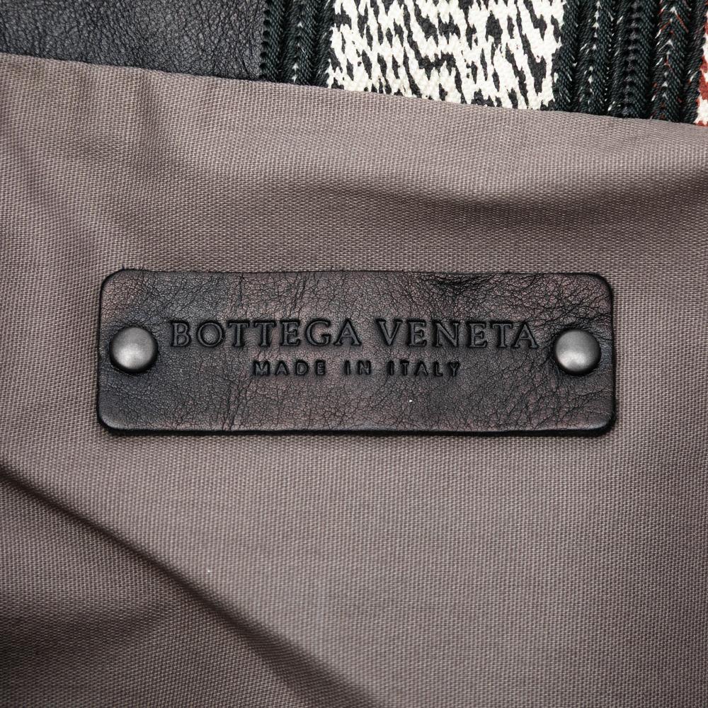 Bottega Veneta B Bottega Veneta Black Nappa Leather Leather Intrecciato Trimmed Nappa Vertical Stripe Tote Italy