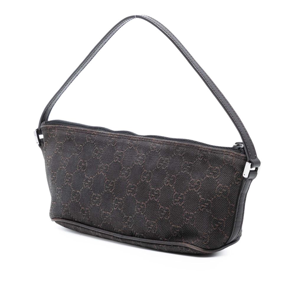 Gucci B Gucci Brown Dark Brown Denim Fabric GG Boat Italy