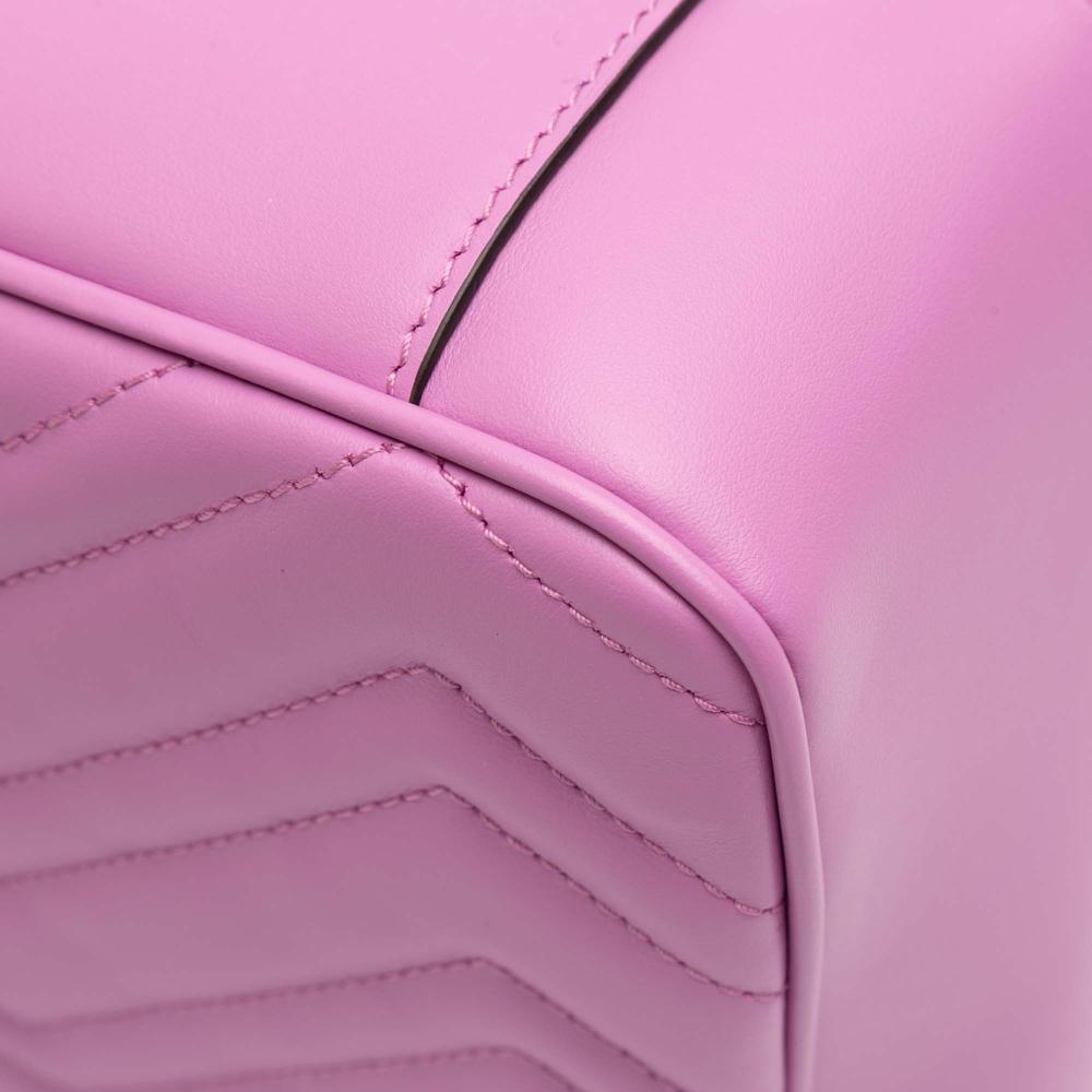 Gucci AB Gucci Pink Calf Leather Large GG Marmont Matelasse Shoulder Bag Italy