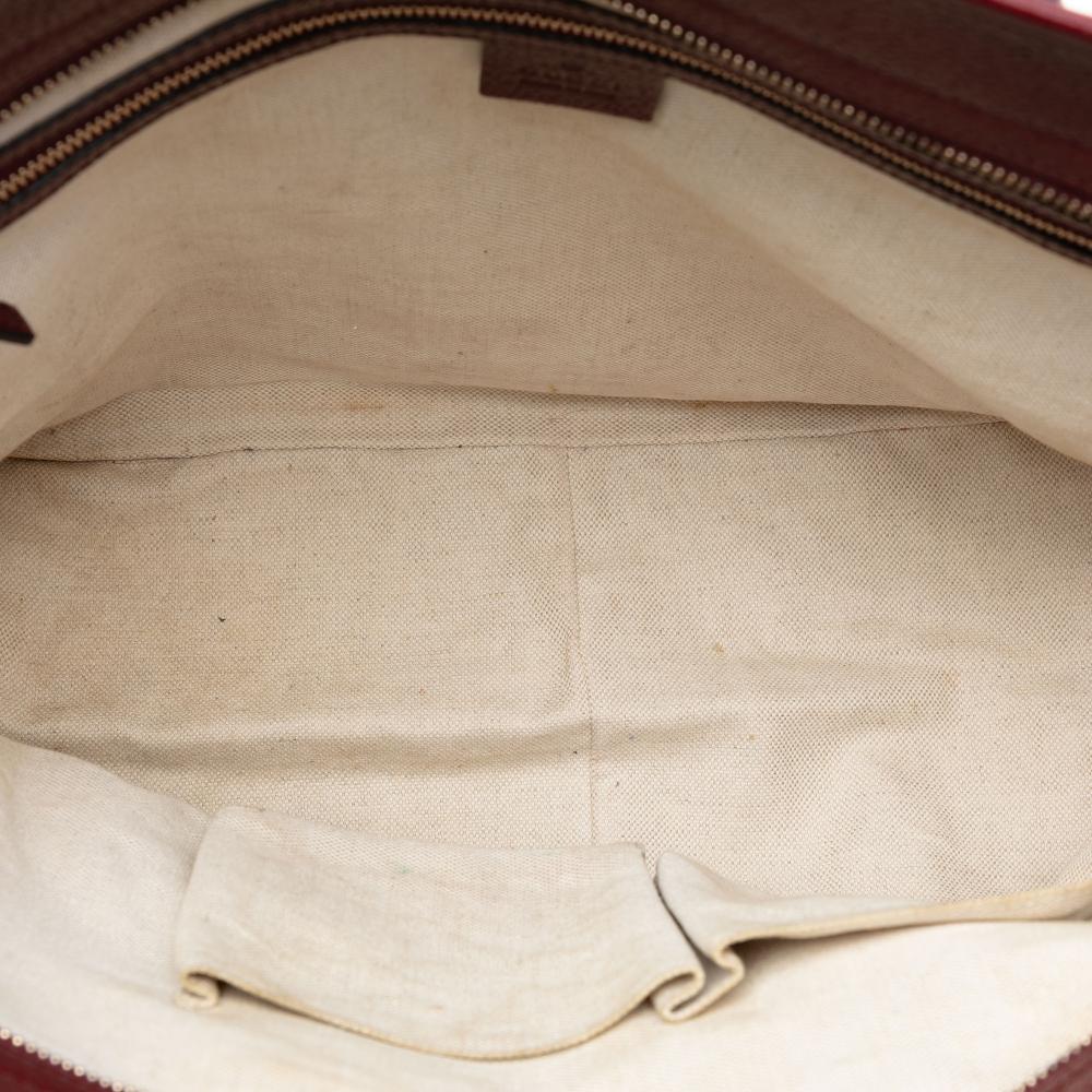 Gucci B Gucci Brown Beige Canvas Fabric GG Bree Tote Italy