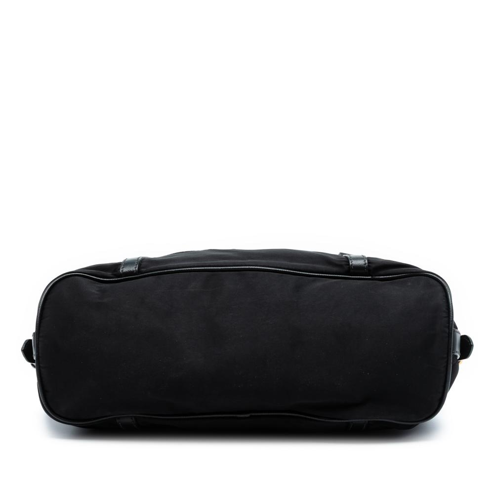 Prada B Prada Black Nylon Fabric Saffiano Trimmed Tessuto Logo Satchel Italy