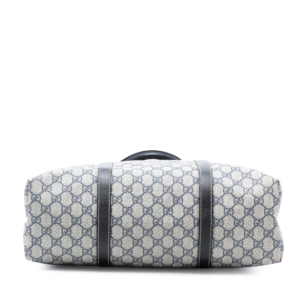 Gucci AB Gucci Brown Beige Coated Canvas Fabric GG Supreme Joy Vertical Tote Italy