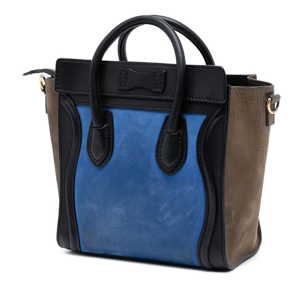 Celine B Celine Blue Calf Leather Nano Tricolor Nubuck and skin Luggage Tote Italy