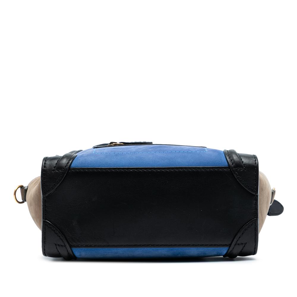 Celine B Celine Blue Calf Leather Nano Tricolor Nubuck and skin Luggage Tote Italy