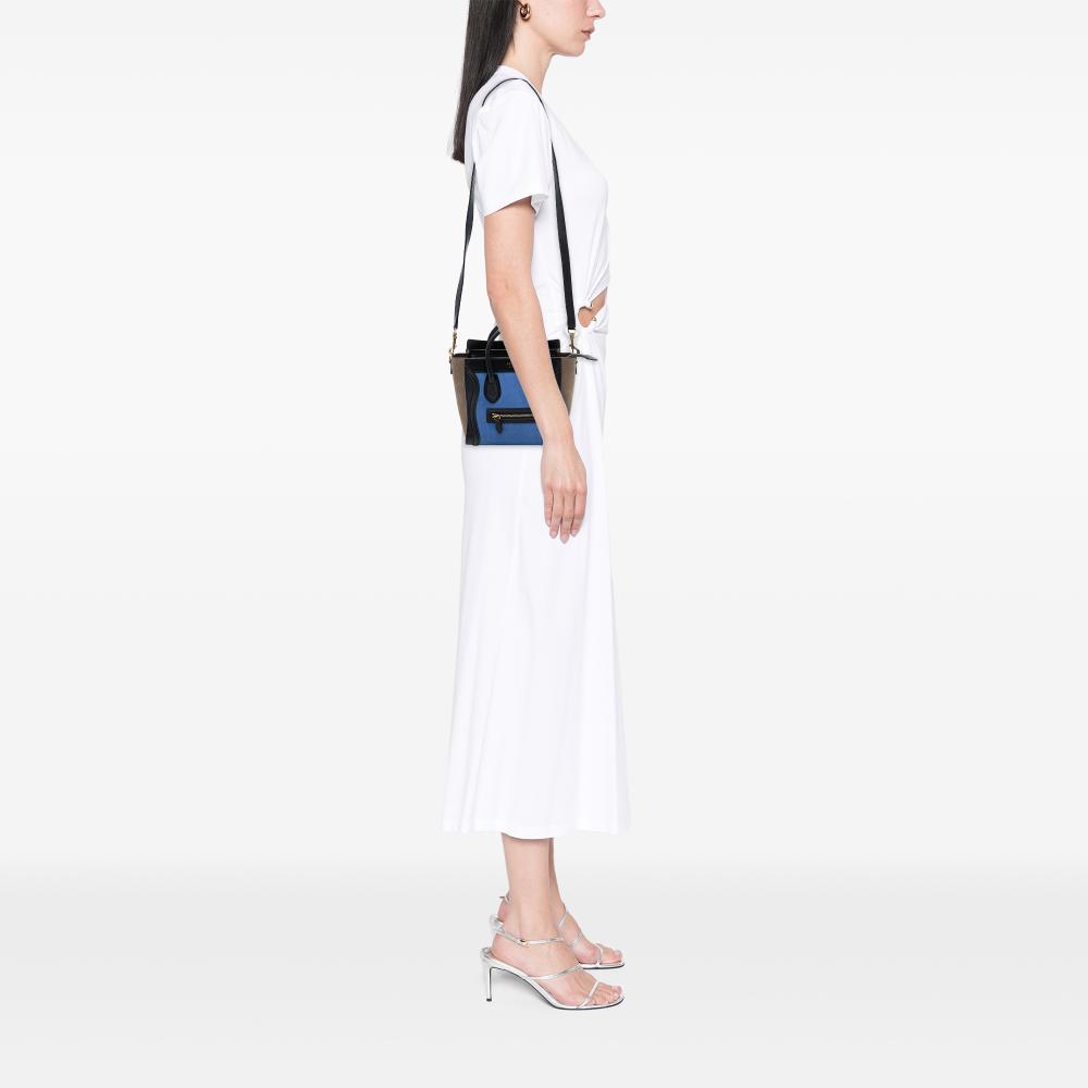 Celine B Celine Blue Calf Leather Nano Tricolor Nubuck and skin Luggage Tote Italy