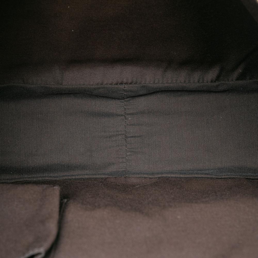 Gucci AB Gucci Brown Beige Coated Canvas Fabric GG Crystal Abbey D Ring Handbag Italy