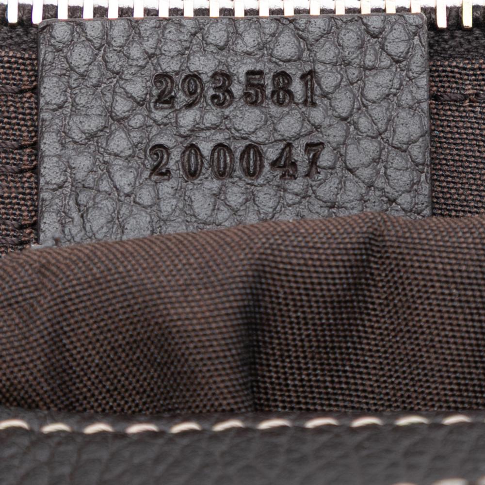 Gucci AB Gucci Brown Beige Coated Canvas Fabric GG Crystal Abbey D Ring Handbag Italy