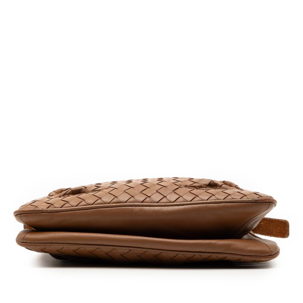 Bottega Veneta B Bottega Veneta Brown Nappa Leather Leather Nappa Intrecciato Cutwork Crossbody Italy