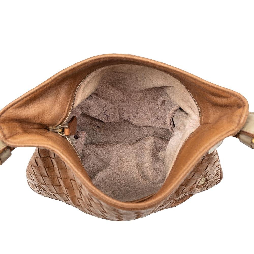 Bottega Veneta B Bottega Veneta Brown Nappa Leather Leather Nappa Intrecciato Cutwork Crossbody Italy