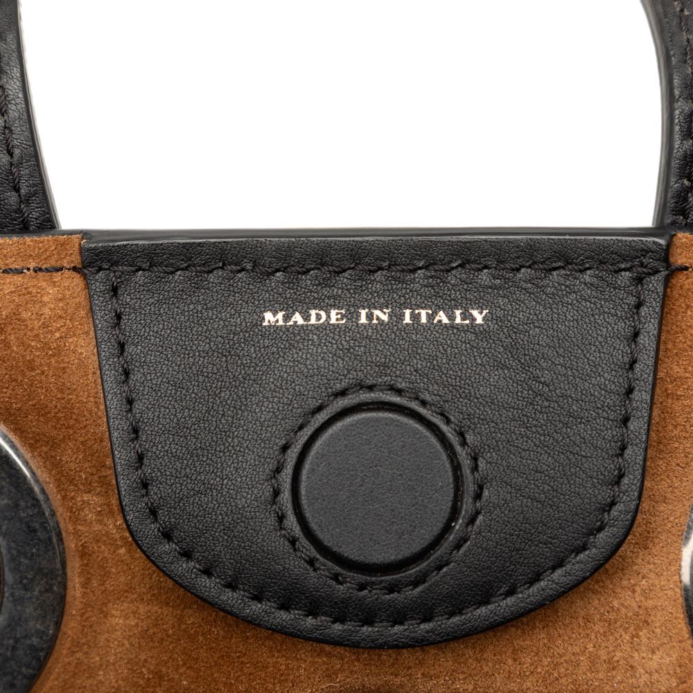 Burberry B Burberry Black Calf Leather Crest Embossed Smooth skin Grommet Satchel Italy