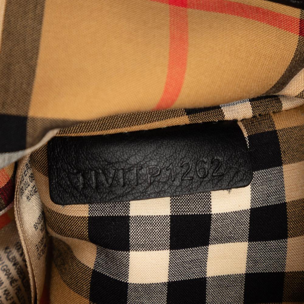 Burberry B Burberry Black Calf Leather Crest Embossed Smooth skin Grommet Satchel Italy