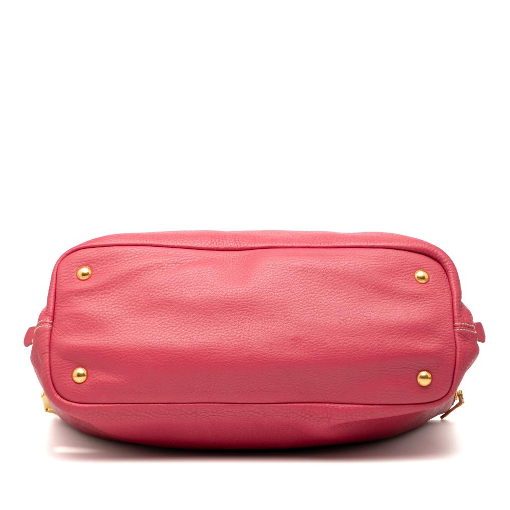 Prada AB Prada Pink Blush Calf Leather Vitello Daino Side Zip Convertible Tote Italy