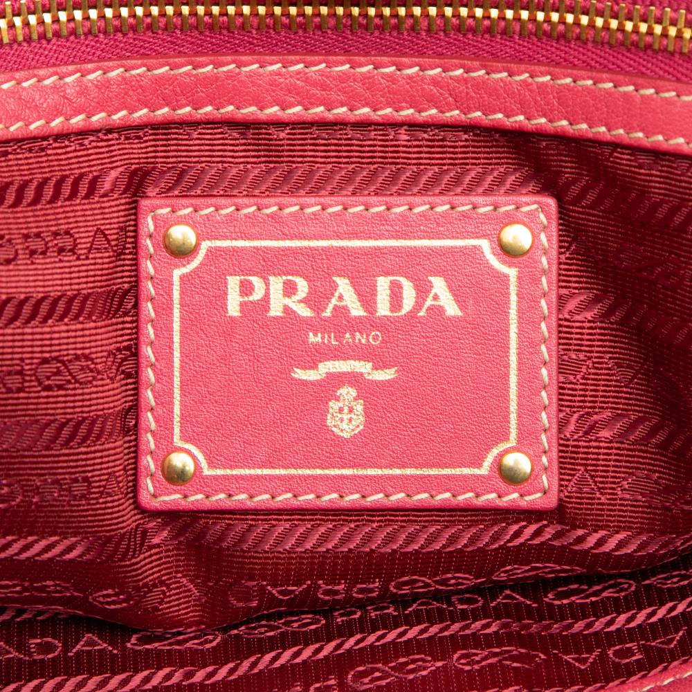Prada AB Prada Pink Blush Calf Leather Vitello Daino Side Zip Convertible Tote Italy