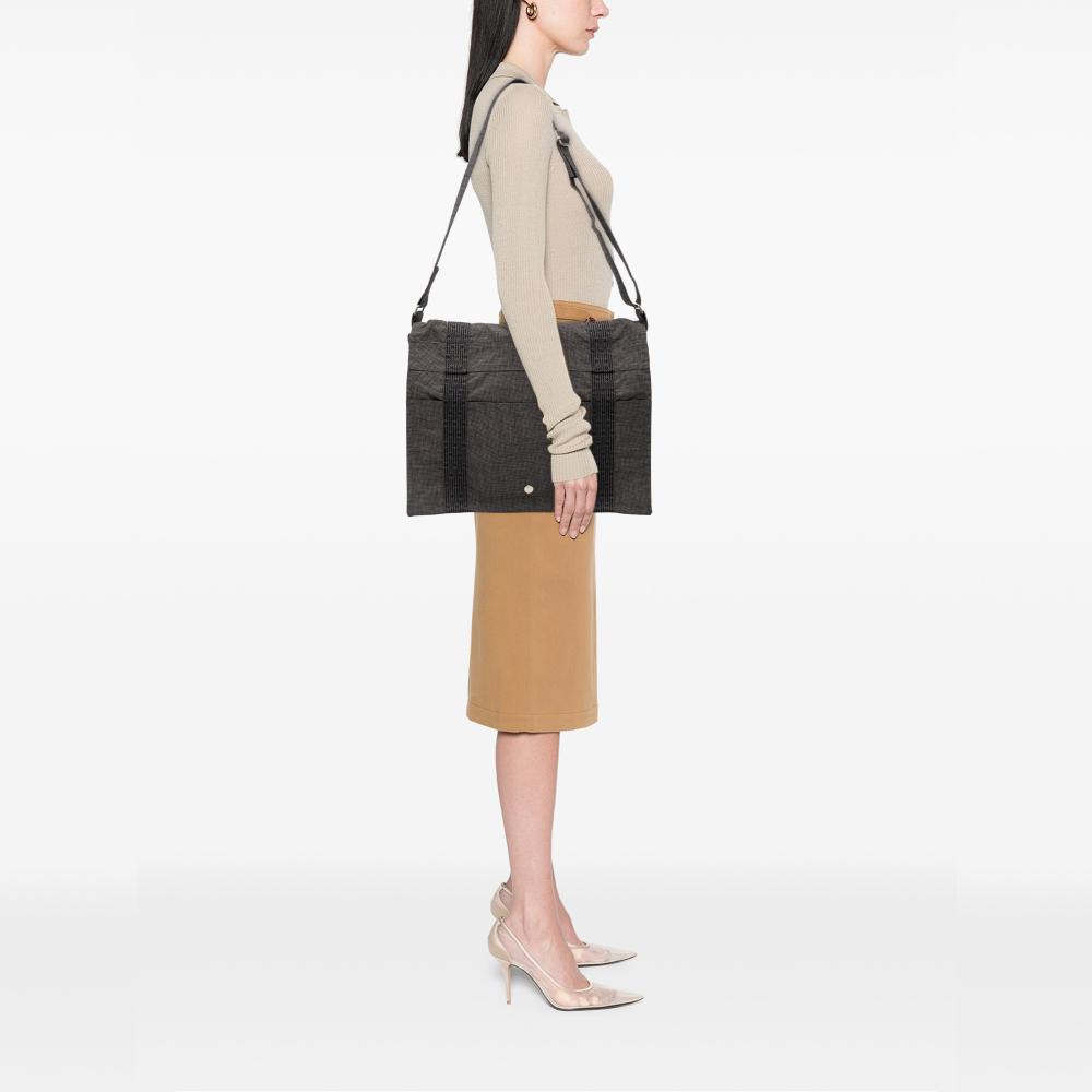 Hermès B Hermès Gray Canvas Fabric Herline Besace MM France