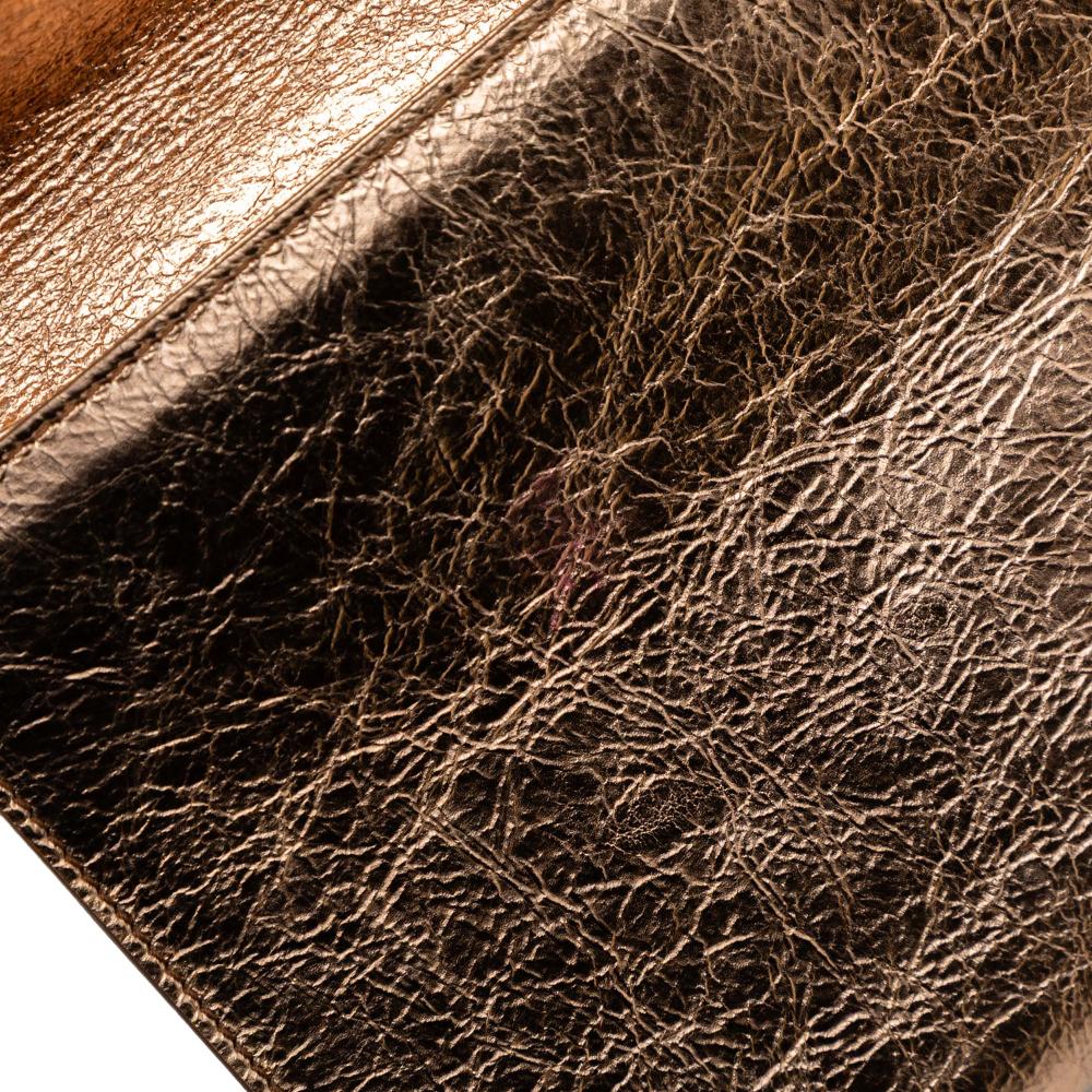 Saint Laurent B Saint Laurent Gold Calf Leather Large Metallic skin Monogram Belle De Jour Clutch Italy