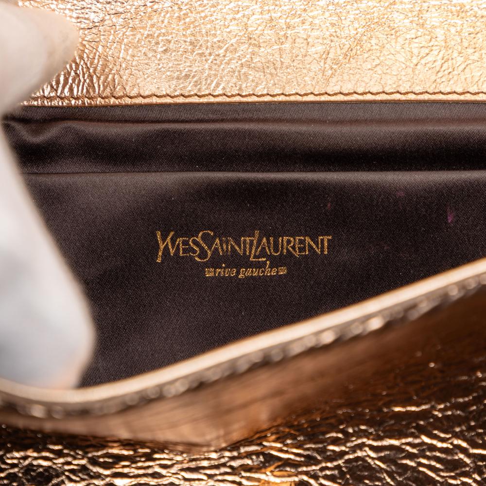 Saint Laurent B Saint Laurent Gold Calf Leather Large Metallic skin Monogram Belle De Jour Clutch Italy