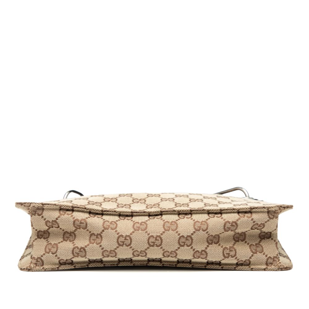 Gucci B Gucci Brown Beige Canvas Fabric GG Eclipse Crossbody Italy