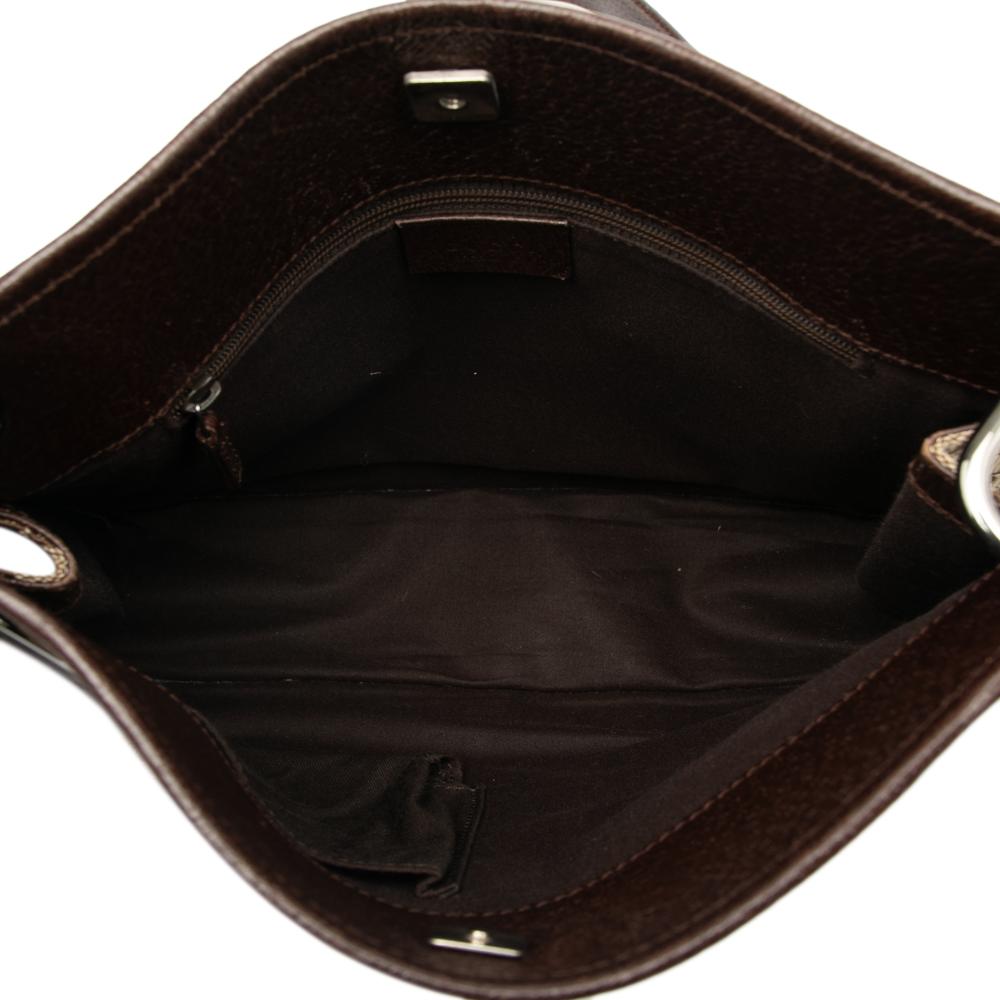 Gucci B Gucci Brown Beige Canvas Fabric GG Eclipse Crossbody Italy