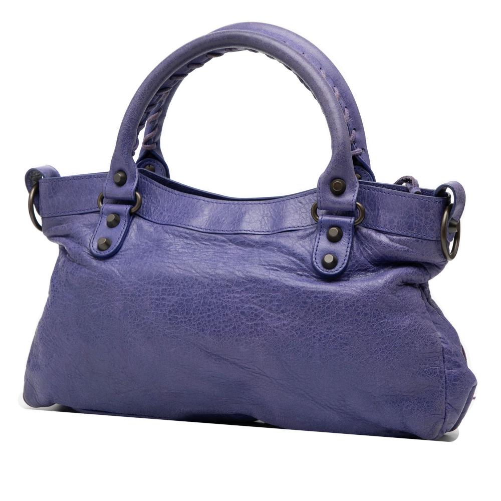 Balenciaga Purple Lambskin Motocross Classic First Satchel Italy