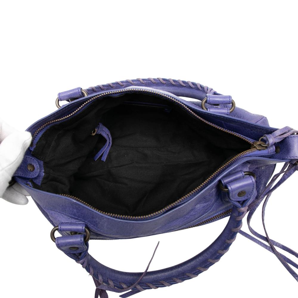 Balenciaga Purple Lambskin Motocross Classic First Satchel Italy