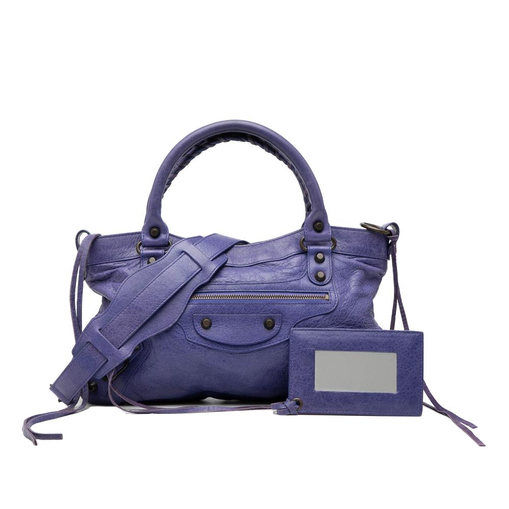 Balenciaga Purple Lambskin Motocross Classic First Satchel Italy