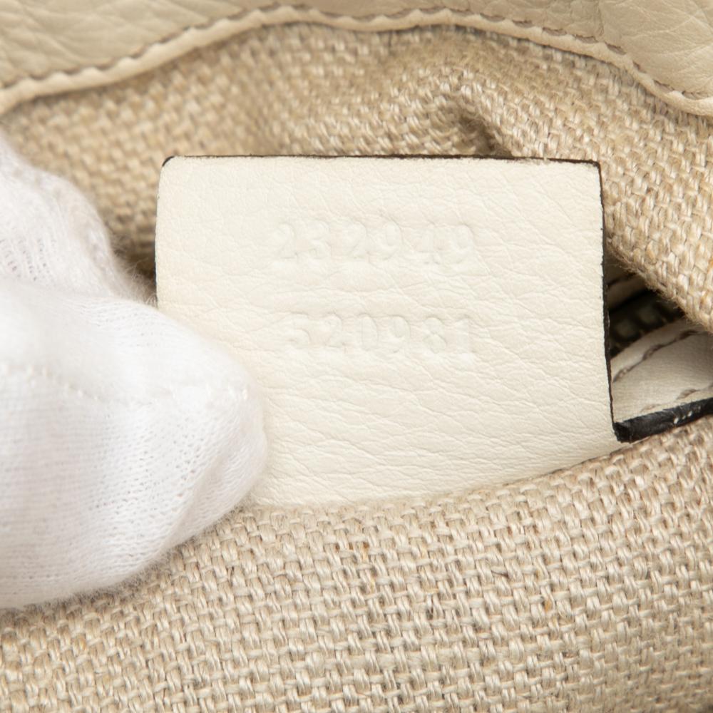 Gucci B Gucci Brown Beige with White Canvas Fabric Large GG Icon Bit Satchel Italy