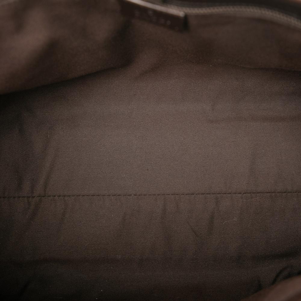 Gucci B Gucci Brown Beige Coated Canvas Fabric Medium GG Supreme Joy Tote Italy