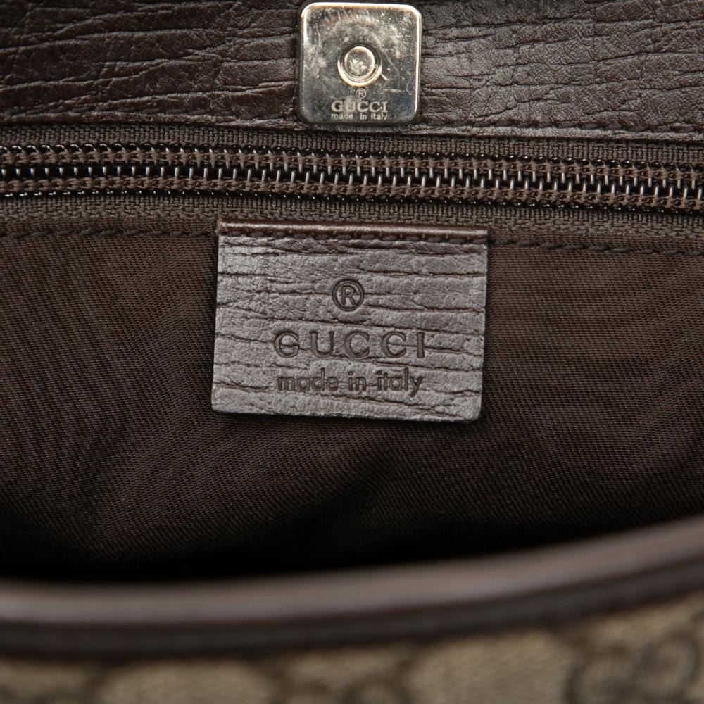 Gucci B Gucci Brown Beige Coated Canvas Fabric Medium GG Supreme Joy Tote Italy