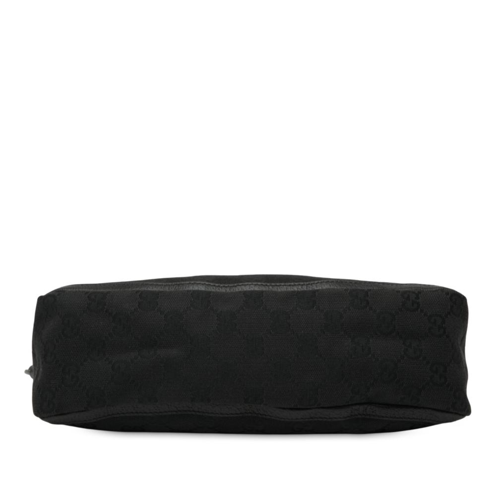 Gucci B Gucci Black Canvas Fabric GG Abbey D Ring Pochette Italy