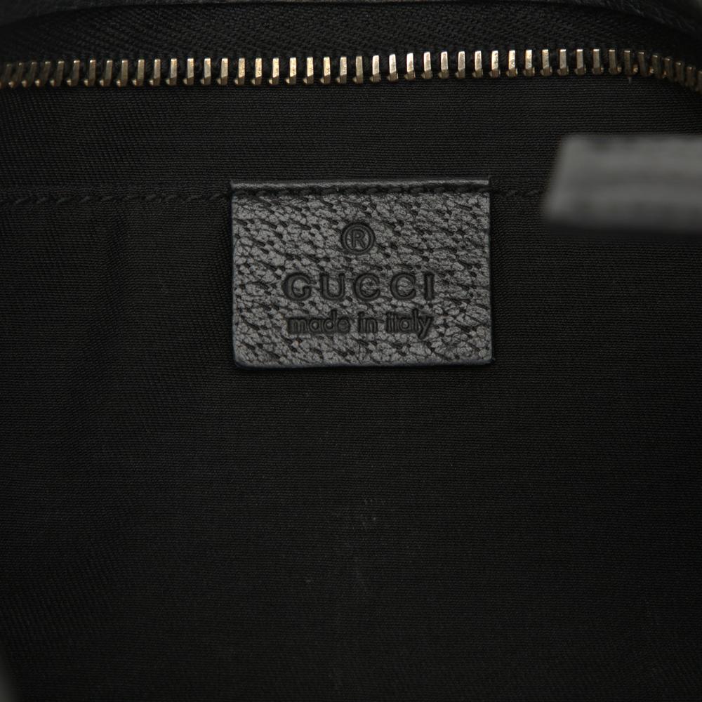 Gucci B Gucci Black Canvas Fabric GG Abbey D Ring Pochette Italy