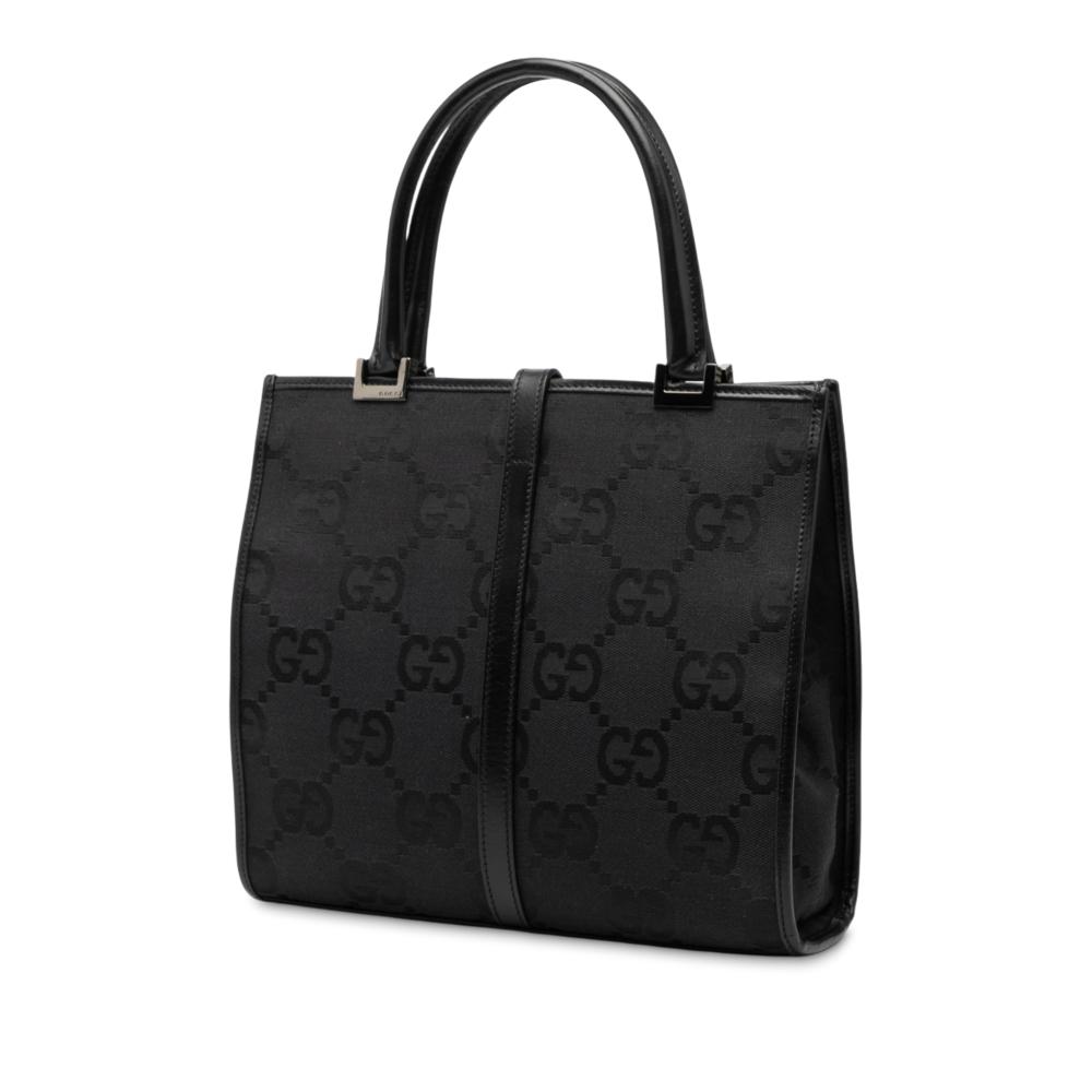 Gucci B Gucci Black Canvas Fabric GG Jackie Handbag Italy