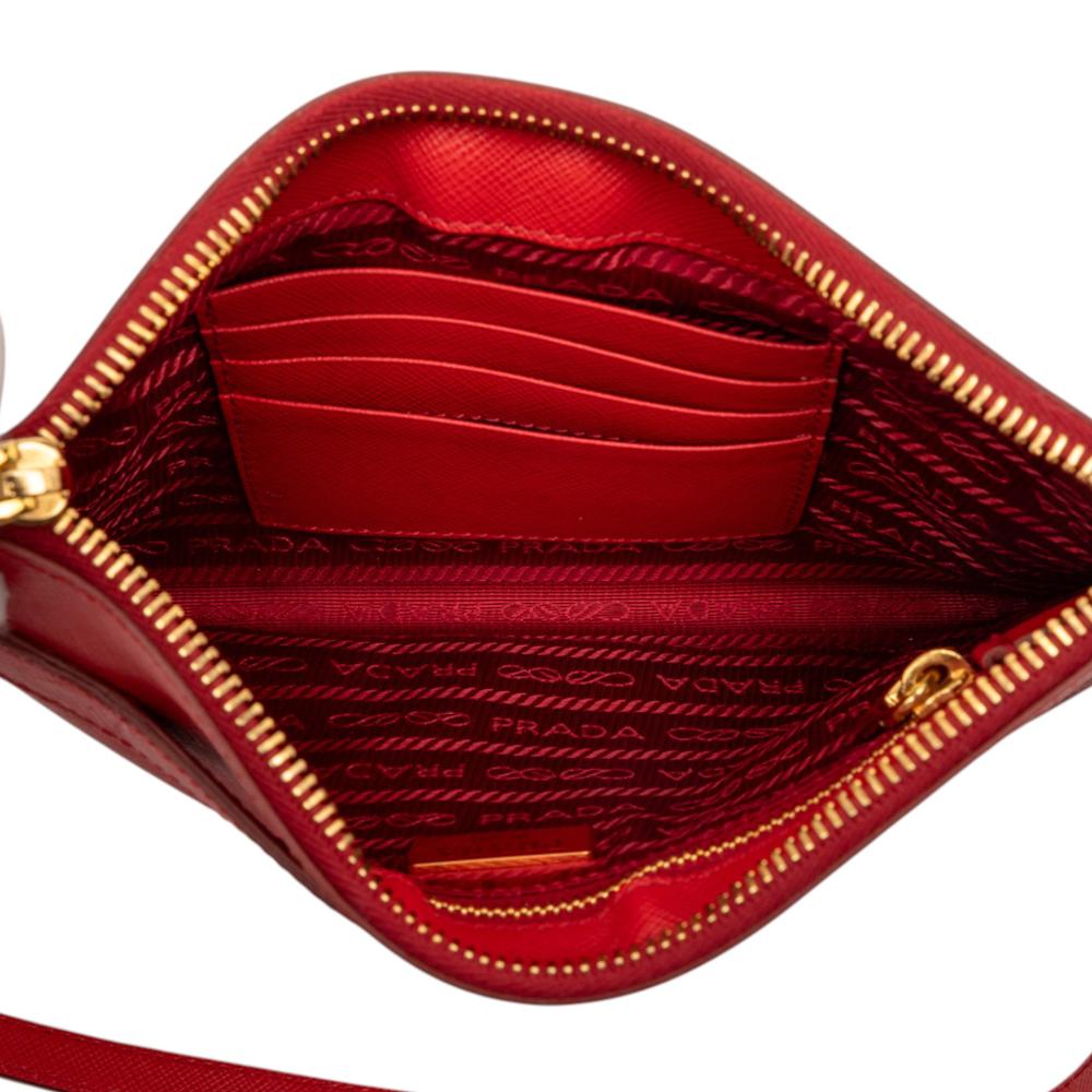 Prada AB Prada Red Saffiano Leather Shoulder Bag Italy