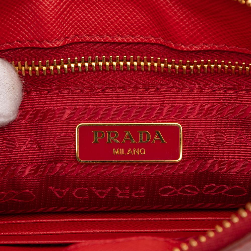 Prada AB Prada Red Saffiano Leather Shoulder Bag Italy