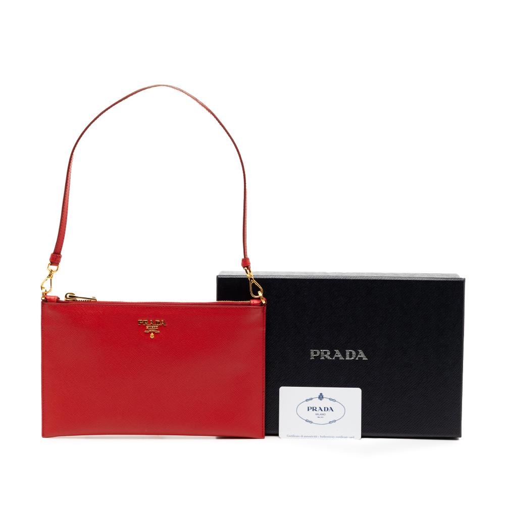Prada AB Prada Red Saffiano Leather Shoulder Bag Italy
