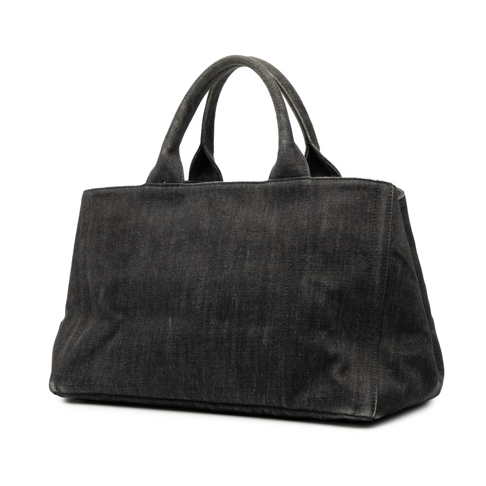 Prada B Prada Black Denim Fabric Canapa Bijoux Satchel India