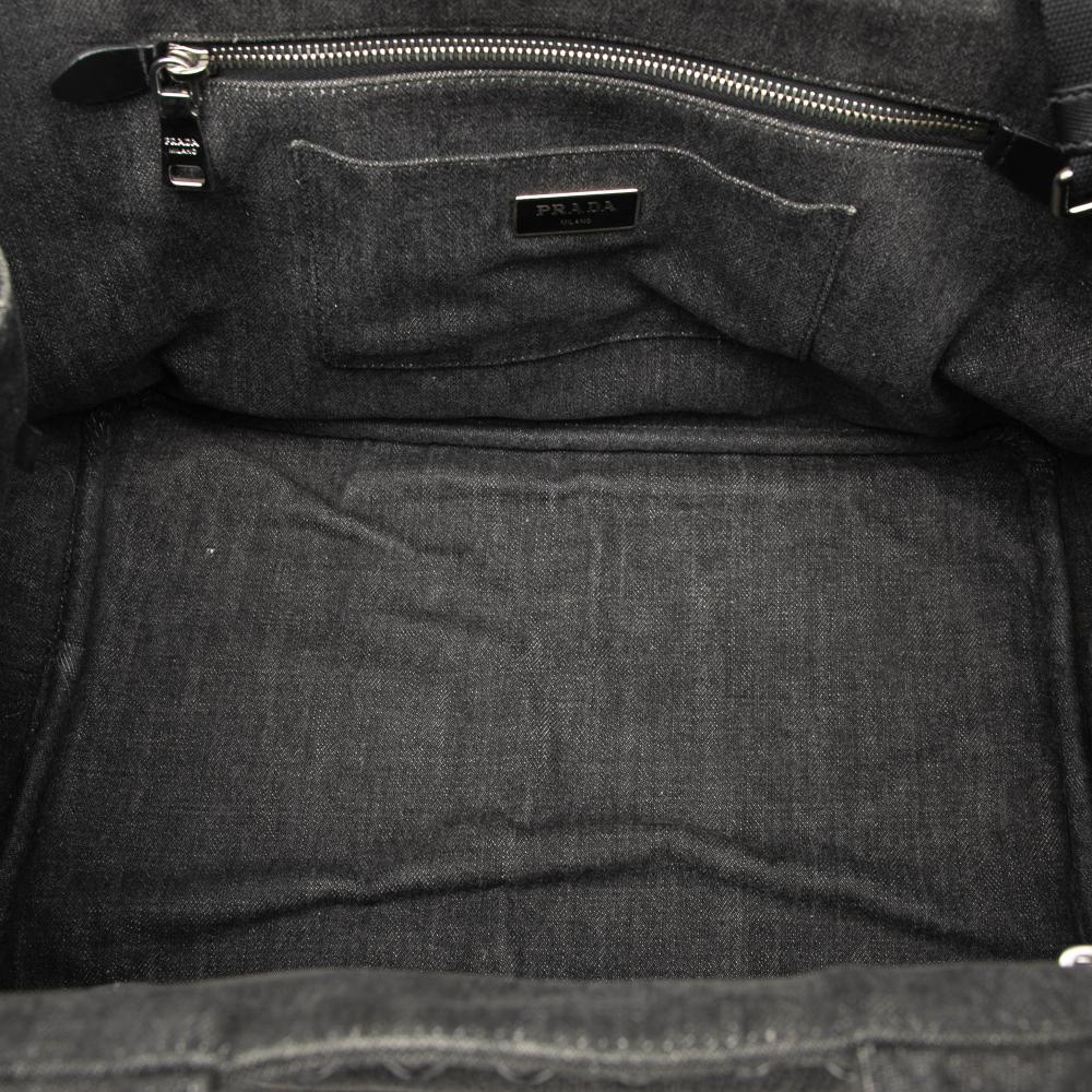 Prada B Prada Black Denim Fabric Canapa Bijoux Satchel India