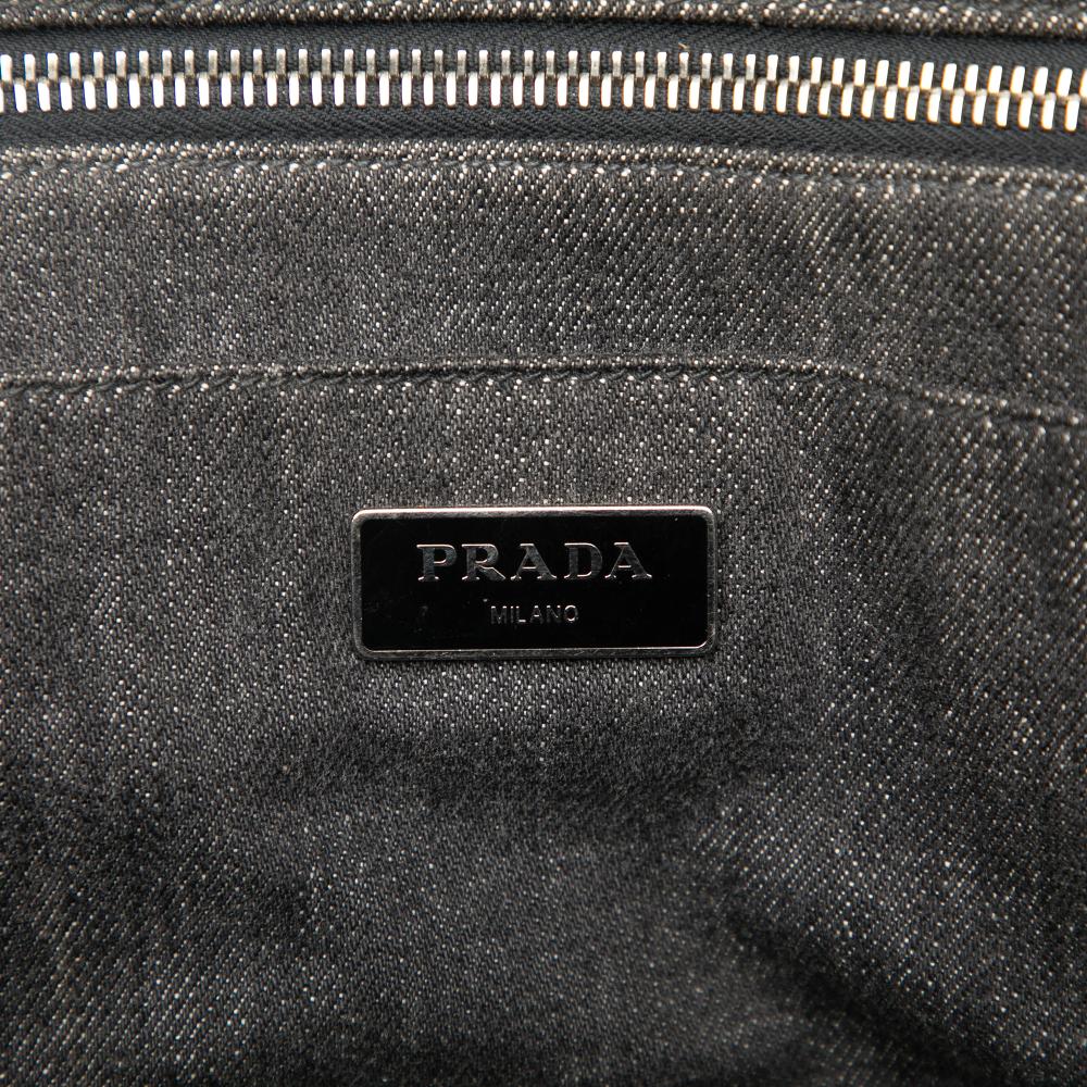 Prada B Prada Black Denim Fabric Canapa Bijoux Satchel India