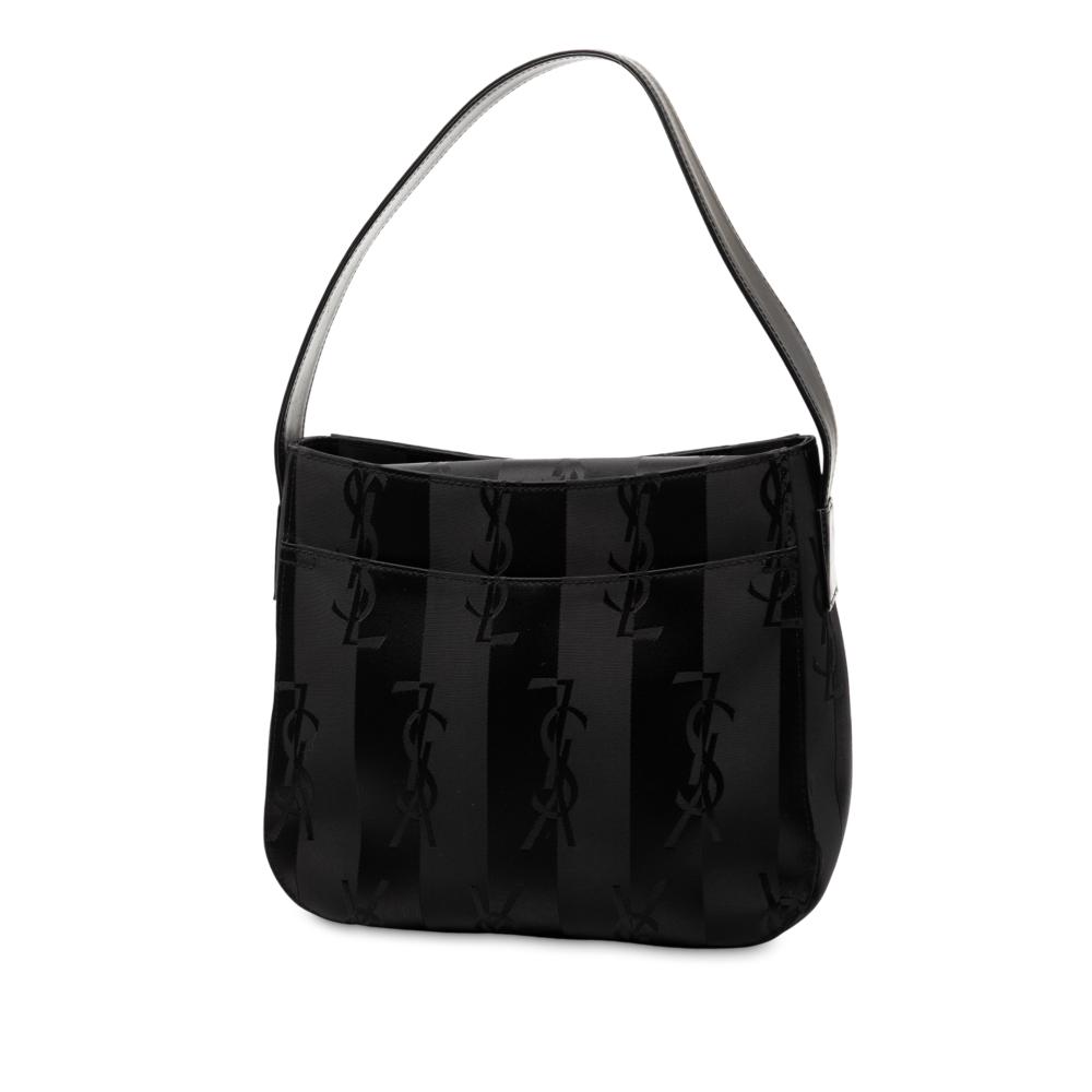 Saint Laurent AB Saint Laurent Black Nylon Fabric Monogram Logo Shoulder Bag Italy