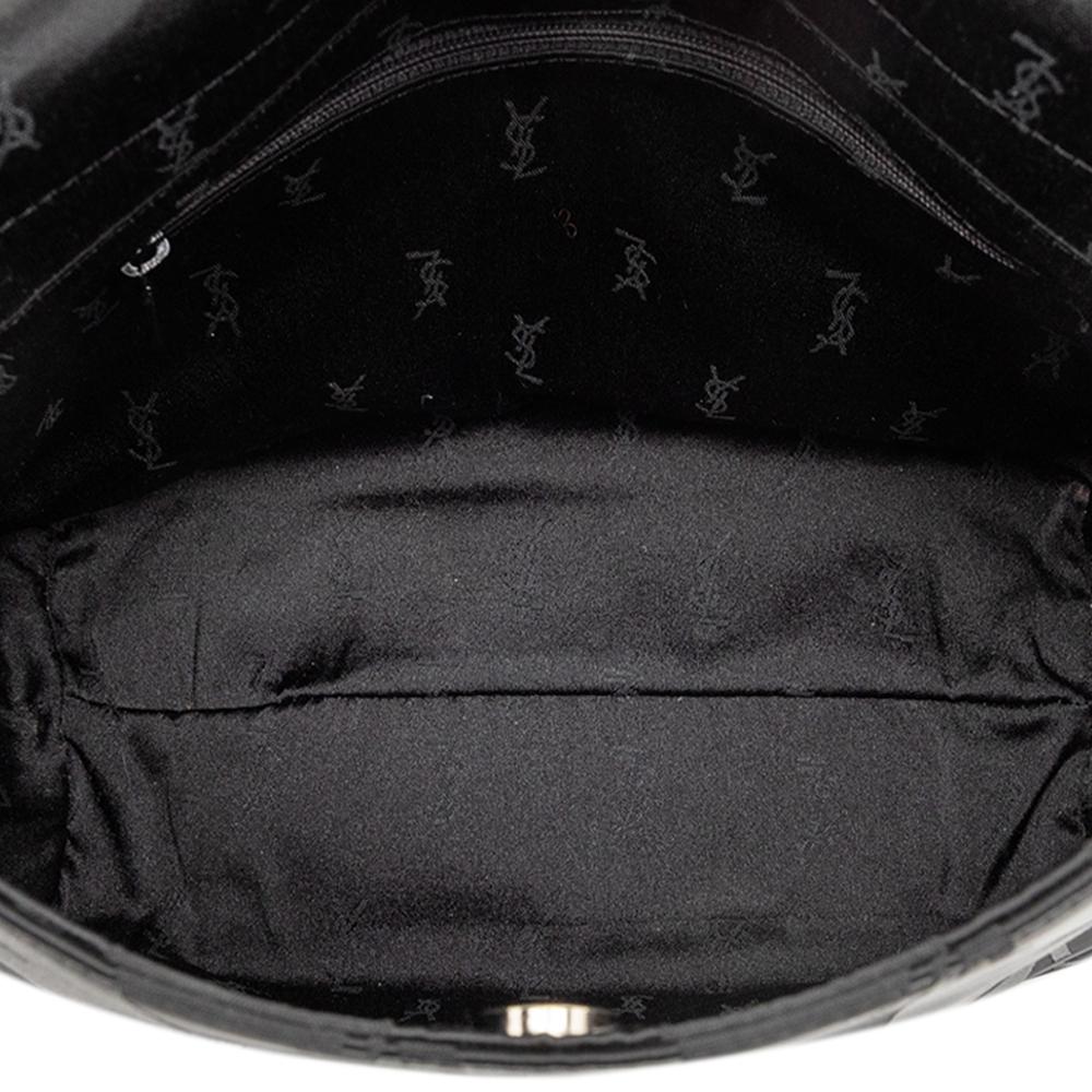 Saint Laurent AB Saint Laurent Black Nylon Fabric Monogram Logo Shoulder Bag Italy