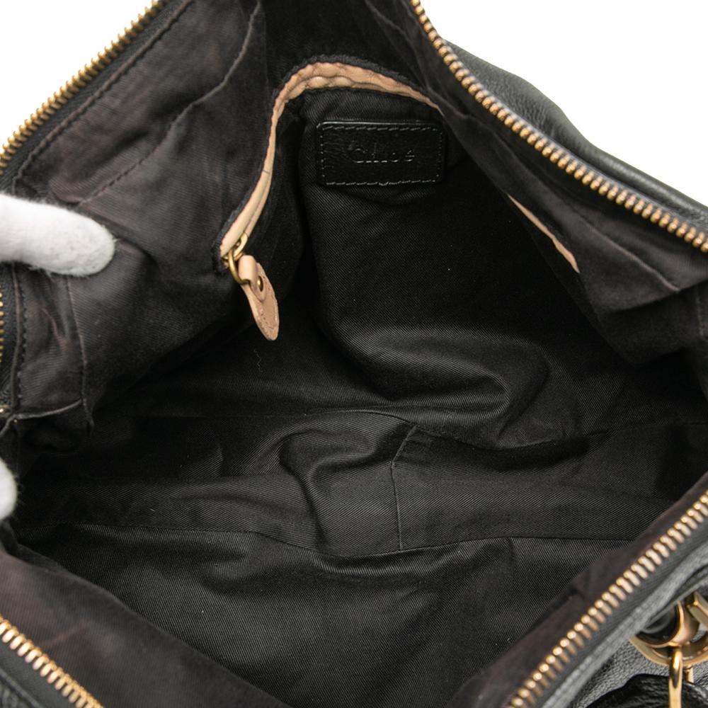 Chloé B Chloé Black Calf Leather Large Pebbled Paraty Satchel Italy