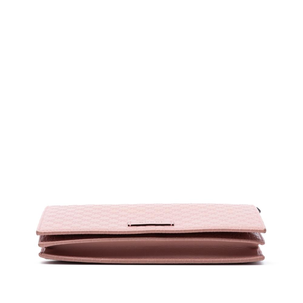 Gucci B Gucci Pink Calf Leather Microguccissima Wallet on Strap Italy