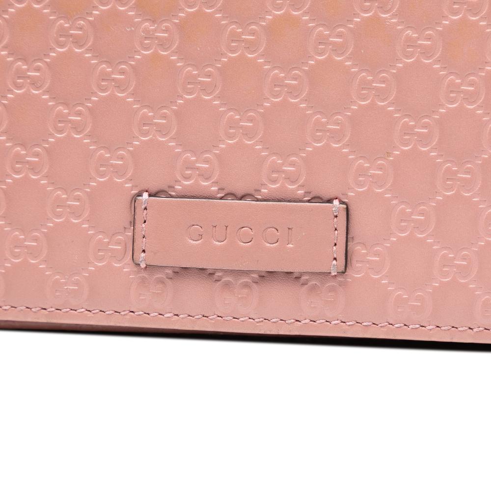 Gucci B Gucci Pink Calf Leather Microguccissima Wallet on Strap Italy