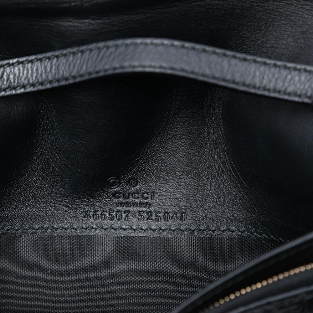 Gucci AB Gucci Black Calf Leather Microguccissima Wallet on Strap Italy